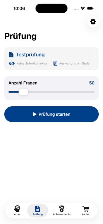 Progress statistics screen