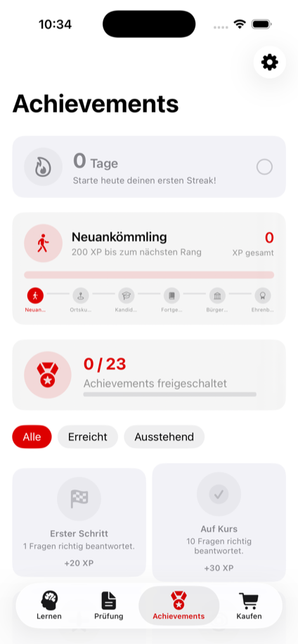 Germany app achievement screen